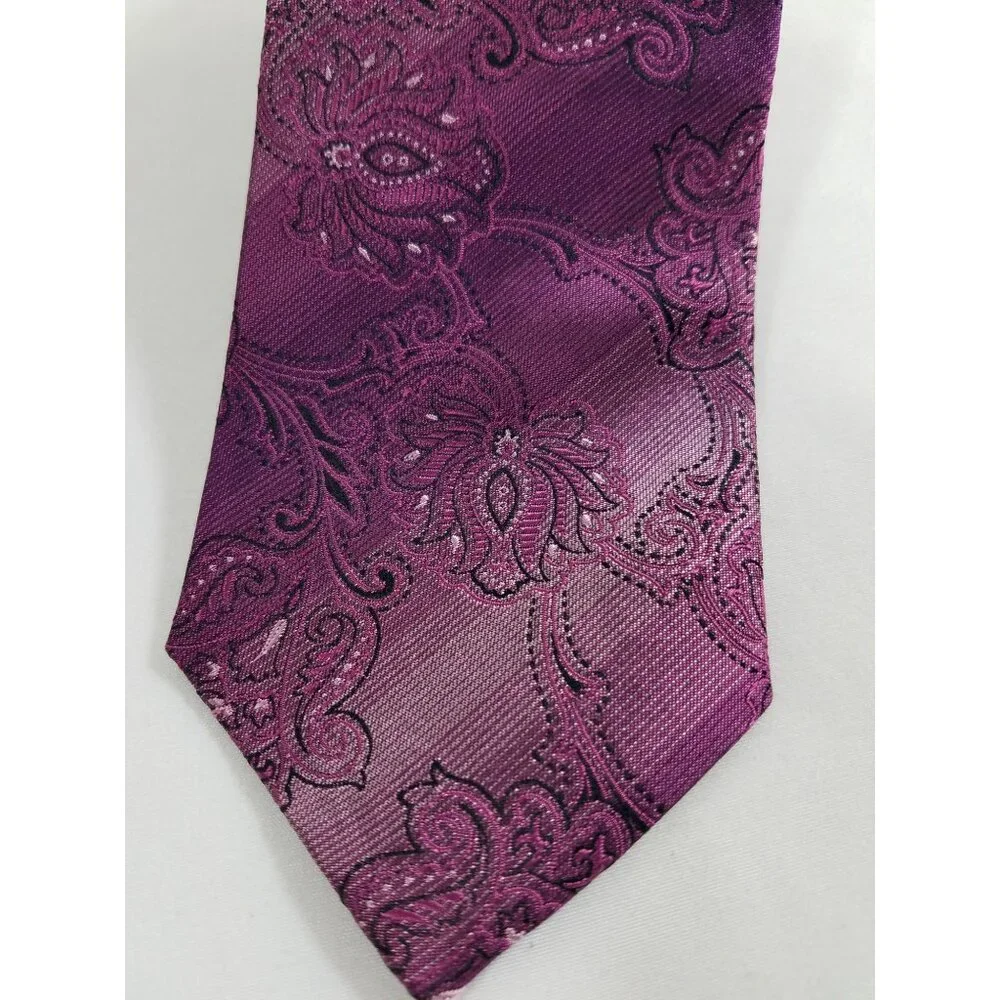 Alfani Mens Necktie Silk Pink Mauve Floral and Stripe purplish Tie 60